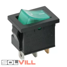   Kapcsoló készülékkapcsoló BE/KI 1P zöld világít 6A 250V I-0 felirat GLOB