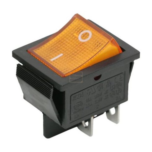 Kapcsoló készülékkapcsoló BE/KI 2P sárga világít 16A 250V I-0 felirat GLOB