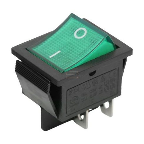 Kapcsoló készülékkapcsoló BE/KI 2P zöld világít 16A 250V I-0 felirat GLOB