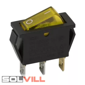   Kapcsoló készülékkapcsoló billenő sárga LED BE/KI 250VAC 16A GLOB