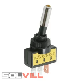   Kapcsoló készülékkapcsoló nyelves karos 1P 12VDC, 20A OFF-ON SÁRGA LED GLOB