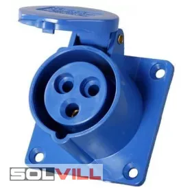   Ipari csatlakozó aljzat 32A 3P beépíthető 2+f 230V kék (M)