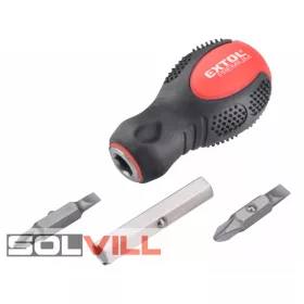   Marokcsavarhúzó cserélhető, kétoldalas rövid szárral (lapos: 4mm, 5,5mm; PH1, PH2) Extol