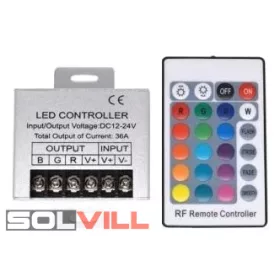Led szalag vezérlő RF RGB távirányítós 12V 432W Avide