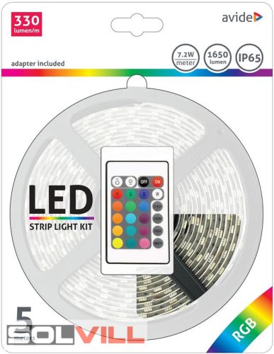 Led szalag RGB szett IP65 7,2W 30 led/m 5m AVIDE