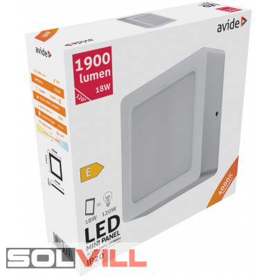 Mini led panel, mélysugárzó szögletes, falon kívüli 18W 4000k Avide