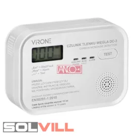 Szén-monoxid érzékelő 4,5 VDC (3×1,5V AA) Anco Virone