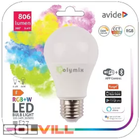 Led izzó E27 9,4W 2700K Smart LED Globe RGB+W WIFI Avide
