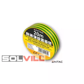 Szigetelőszalag 19mm/20m zöldsárga Entac