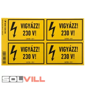 Figyelmeztető matrica Vigyázz 230 V 160x100mm