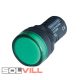 Jelzőlámpa zöld LJL22 230V 22mm LED