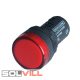 Jelzőlámpa piros LJL22 230V 22mm LED Tracon