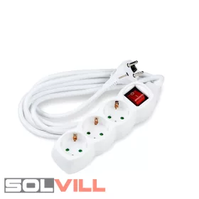 Elosztó 3-as 3m 3X1,5mm2 kapcsolós új