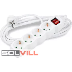 Elosztó 4-es 1,5m 3X1mm2 kapcsolós új