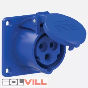 Ipari csatlakozó aljzat 230V 16A 3P beéőíthető 6h PCE