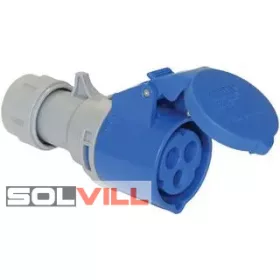 Ipari csatlakozó aljzat 32A 3P lengő IP44 kék ((PCE))