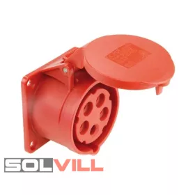   Ipari csatlakozó aljzat 16A 5P beépíthető 3P+N+F 400V IP44 ((PCE))