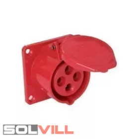   Ipari csatlakozó aljzat 32A 4P beépíthető 400V piros egyenes IP44 műanyag (50+60Hz) PCE