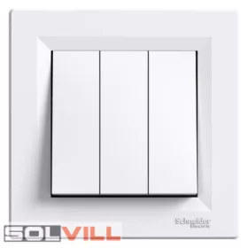 Asfora hármas kapcsoló, kerettel fehér