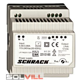   Sorbaépíthető 1f. tápegység, szabályzott, 230/12VDC, 2A. 3KE