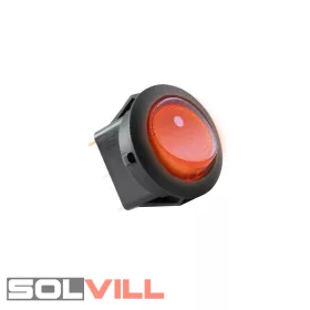   Világítós billenőkapcsoló kerek, piros világítós, befúrható 12V/20A Somogyi