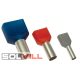 Érvéghüvely iker 2x0,75mm2 15mm/8mm szig.szürke Tracon