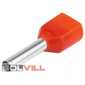 Érvéghüvely iker 2x1mm2 16mm/8mm szig.piros Tracon