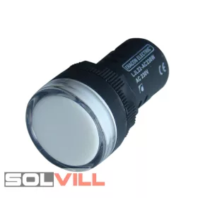 Jelzőlámpa fehér LJL22 230V 22mm LED Tracon