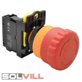 Vészgomb, reteszelt, piros