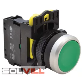 Nyomógomb zöld 230V 5A Tracon