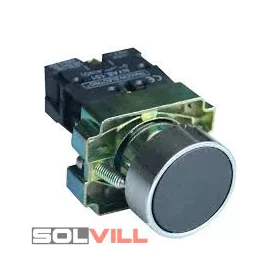 Egyszerű nyomógomb, fémalapra szerelt, fekete