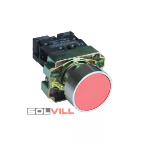 Egyszerű nyomógomb, fémlapra szerelt, piros Tracon