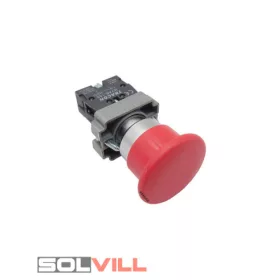 Gombafejű vészgomb, fémalapra szerelt, piros Tracon