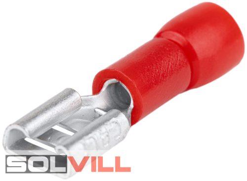 Saru csúszósaru hüvely szigetelt 1,5mm2 x 6,3mm piros (TRACON)