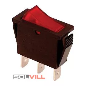   Kapcsoló készülékkapcsoló BE/KI 1P piros világít 16A 250V I-0 felirat