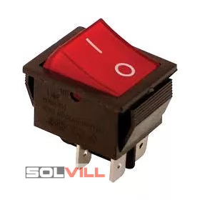   Kapcsoló készülékkapcsoló BE/KI 2P piros világít 16A 250V I-0 felirat