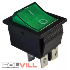   Kapcsoló készülékkapcsoló BE/KI 2P zöld világít 16A 250V I-0 felirat