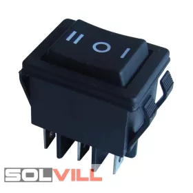   Kapcsoló készülékkapcsoló háromállású 2P fekete RUGÓS 16A I-0-II felirat