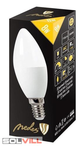 Led izzó E14 8W 160° 3000K gyertya (710 lumen) Nedes