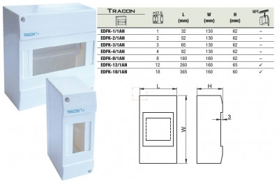 Lakáselosztó doboz FK 2/1 modul ajtó nélkül IP40 TRACON